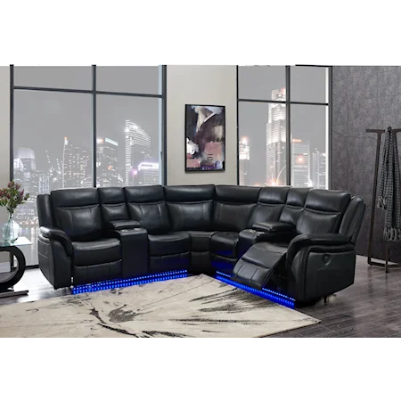 Transitional Sectional Sofa with LED Lighting