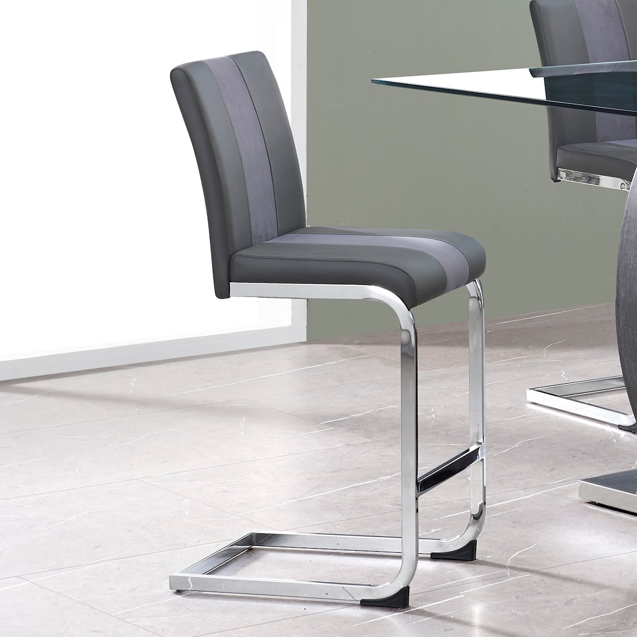 Global Furniture 915 Barstool Grey with Grey Stripe Set of 4