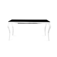 Transitional Dining Table with Black Glass Top