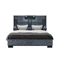 Contemporary King Bed with Fold-Down Armrests