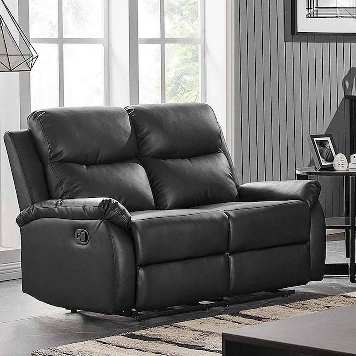 Global Furniture U9042 Black Console Reclining Loveseat