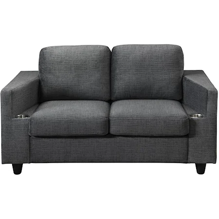 Bear Gunmetal Loveseat W/Cupholders