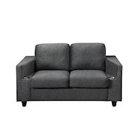 Bear Gunmetal Loveseat W/Cupholders