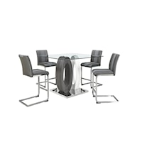 Contemporary Bar Table Set with 4 Bar Stools
