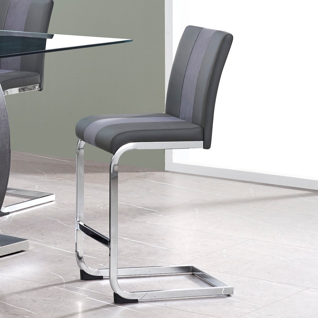 Global Furniture 915 Barstool Grey with Grey Stripe Set of 2