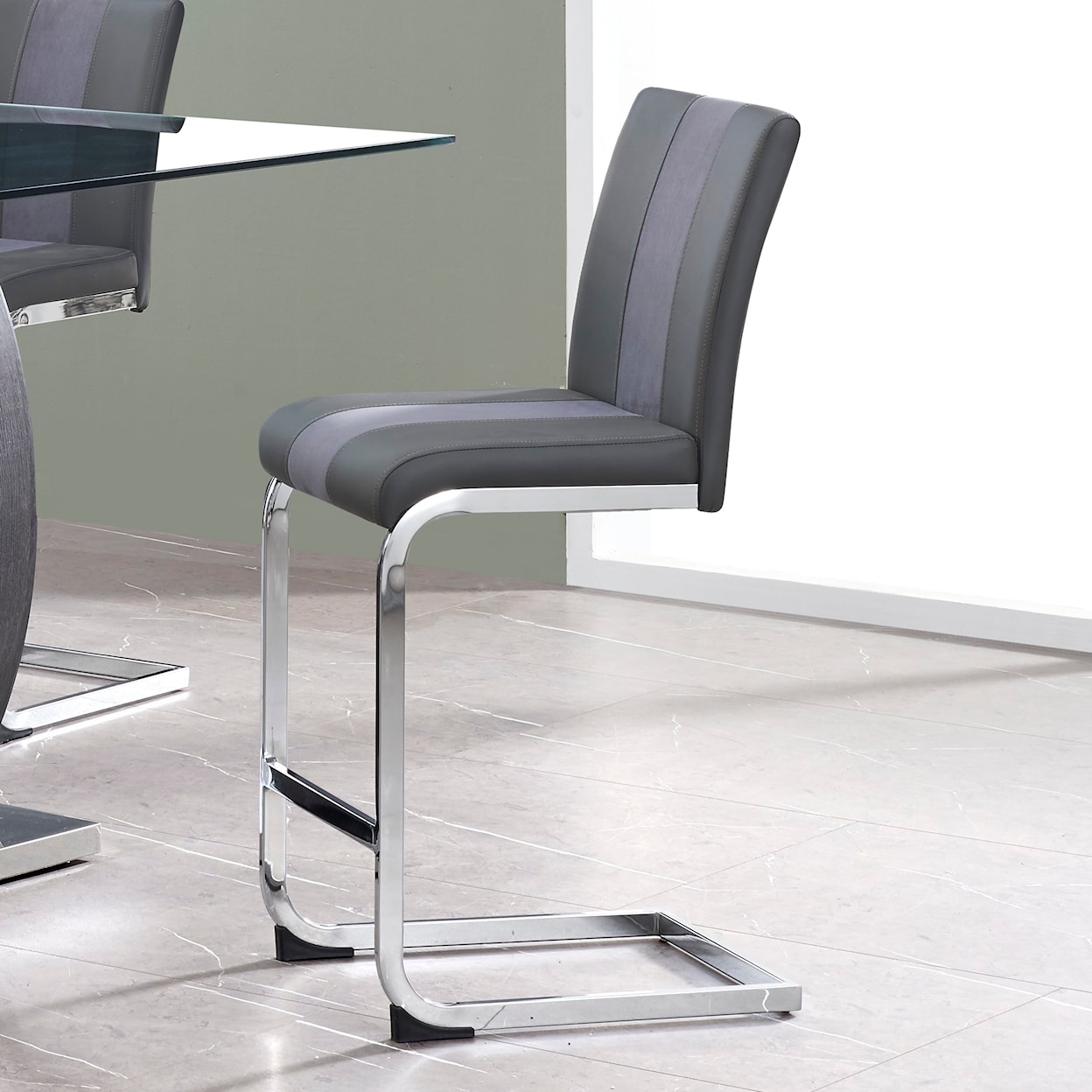 Global Furniture 915 Barstool Grey with Grey Stripe Set of 4