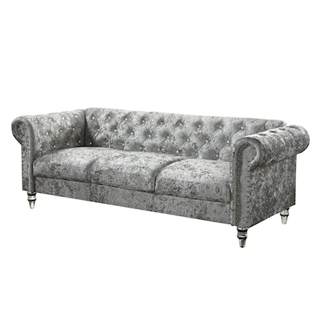 Grey Velvet Tufted KD Sofa