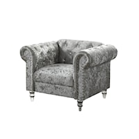 Grey Velvet Tufted KD Chair
