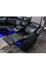 Global Furniture UM02 Casual Power Reclining Sectional Sofa with Storage Console, Cup Holders, and LED Lighting