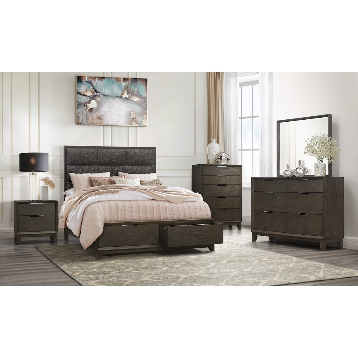 Global Furniture Willow Willow Grey Oak Queen Bed