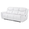 Global Furniture U5987 White Reclining Sofa