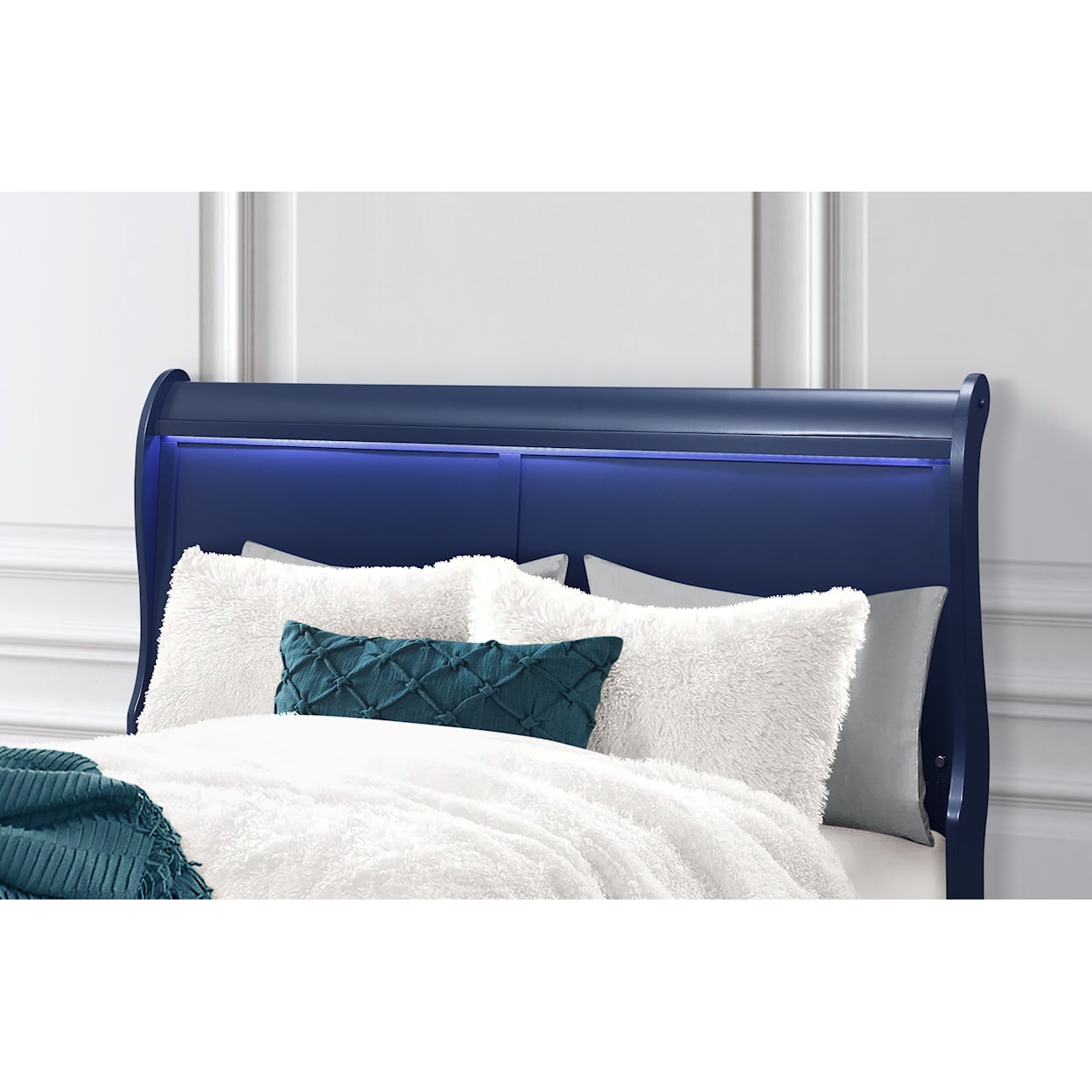 Global Furniture Charlie Blue Queen Bed