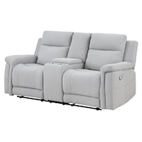 Transitional Reclining Loveseat with Console