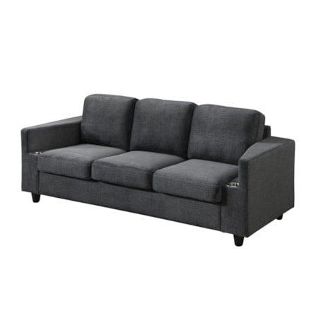 Bear Gunmetal Sofa W/Cupholders