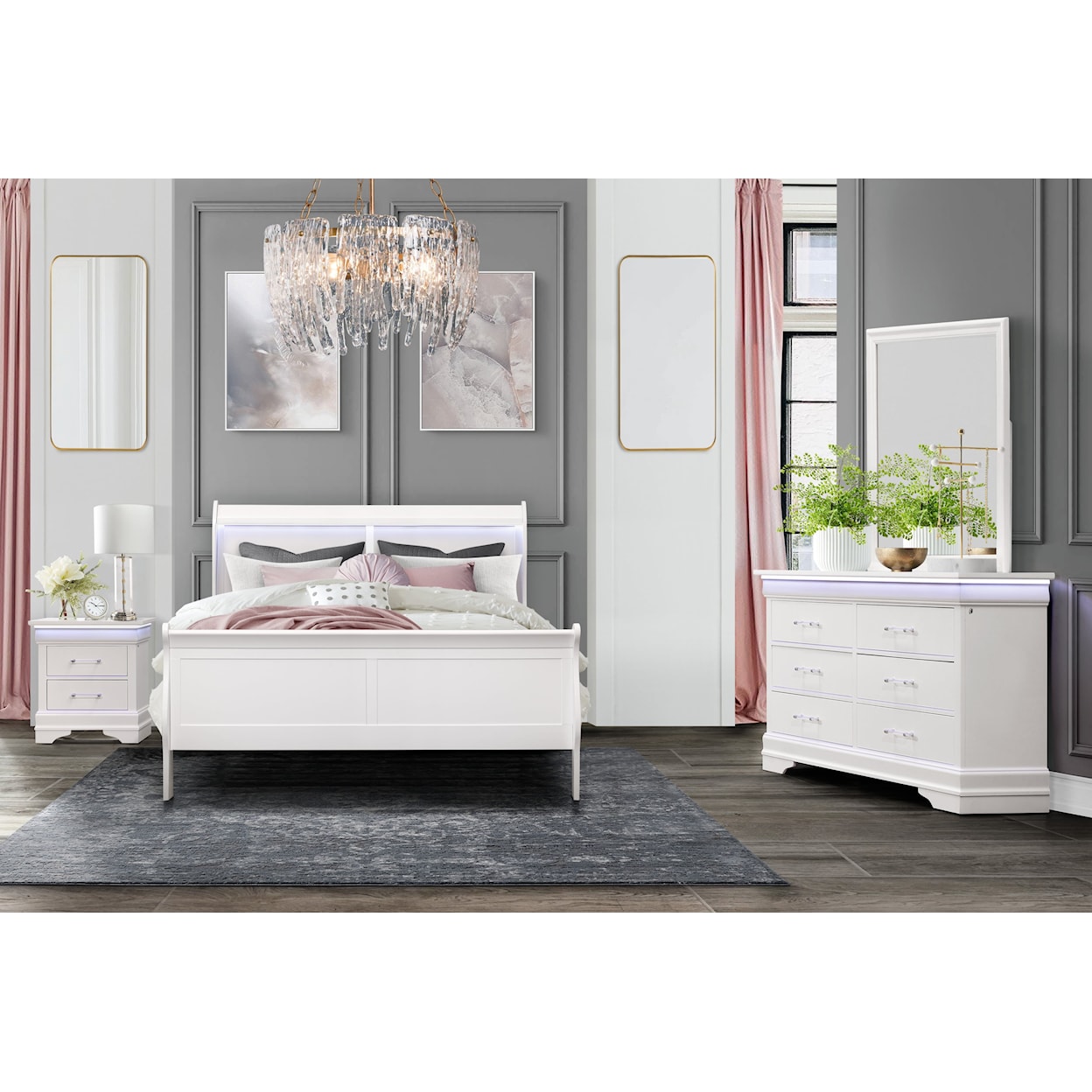 Global Furniture Charlie White Queen Bed