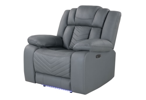 Transitional Power Recliner with LED Lighting