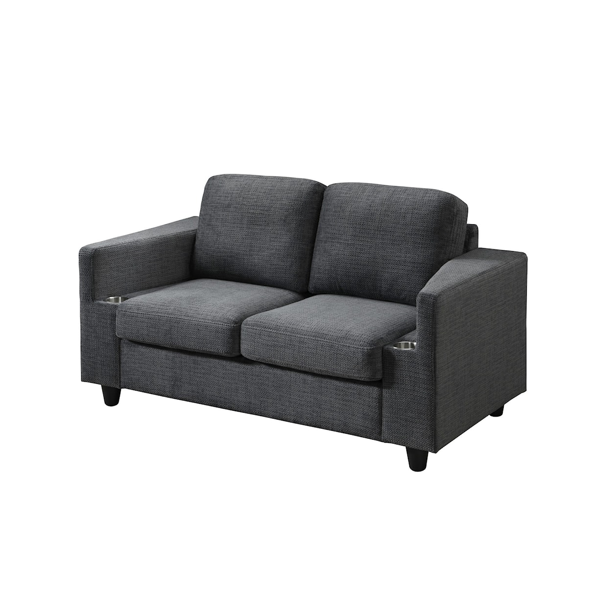 Global Furniture U9055 Bear Gunmetal Loveseat W/Cupholders