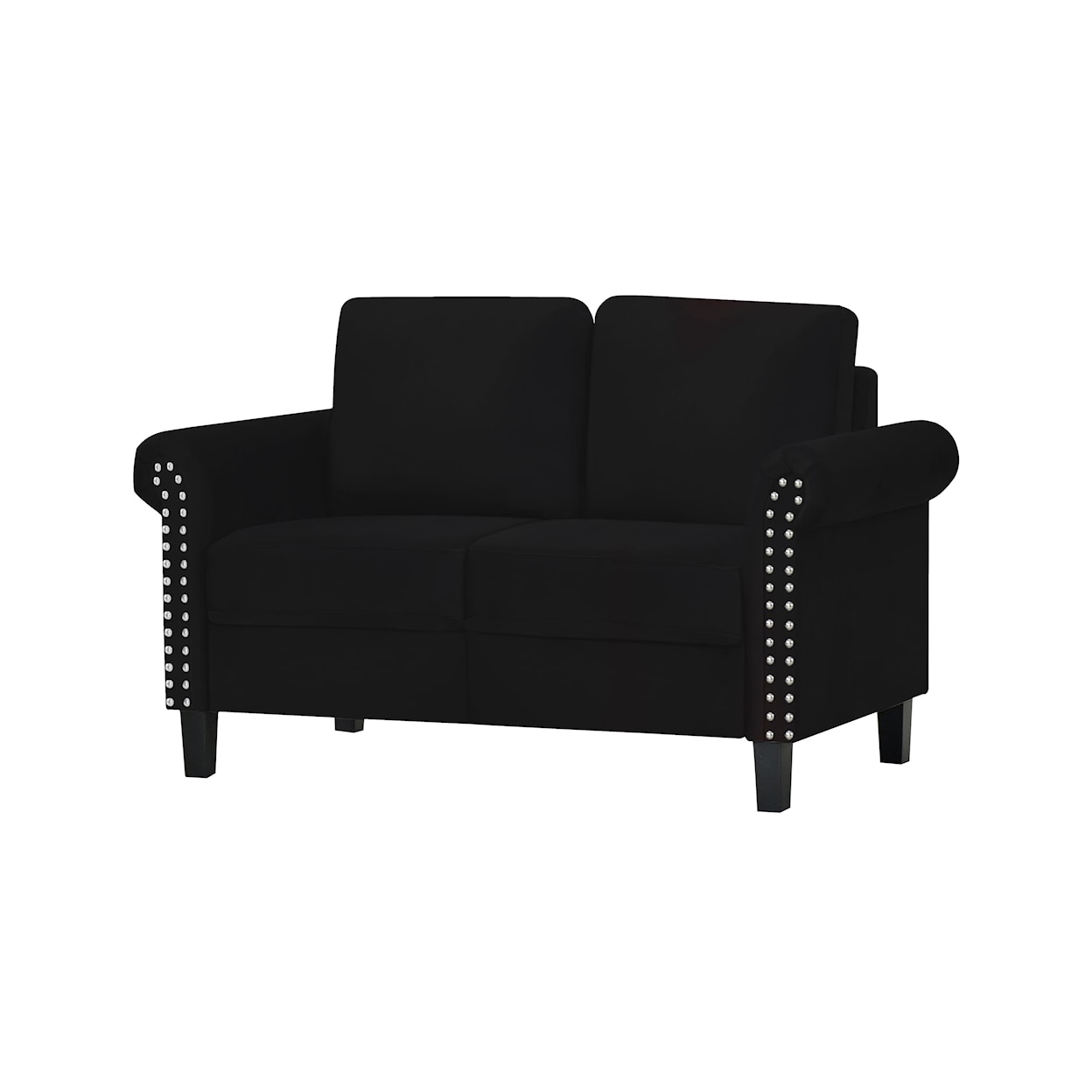 Global Furniture U9192 Black Velvet Loveseat