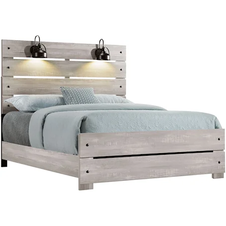 Queen Bed with Lamps