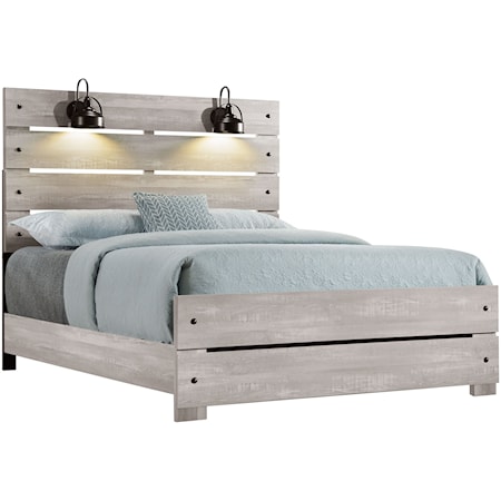 Queen Bed with Lamps
