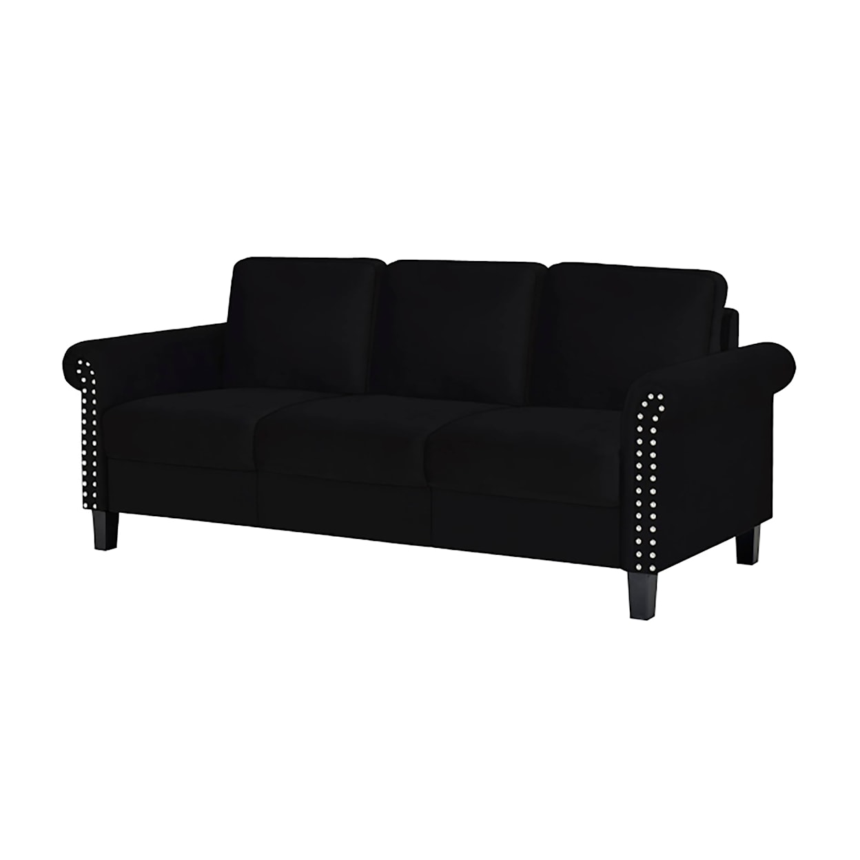 Global Furniture U9192 Black Velvet Sofa