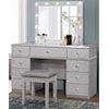 Global Furniture Amina Silver Vanity Set with Stool and Mirror