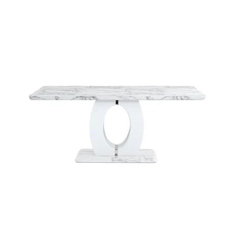 Contemporary Faux Marble Dining Table with Pedestal Base