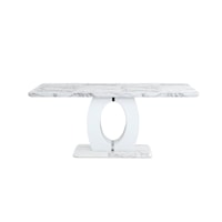 Contemporary Faux Marble Dining Table with Pedestal Base
