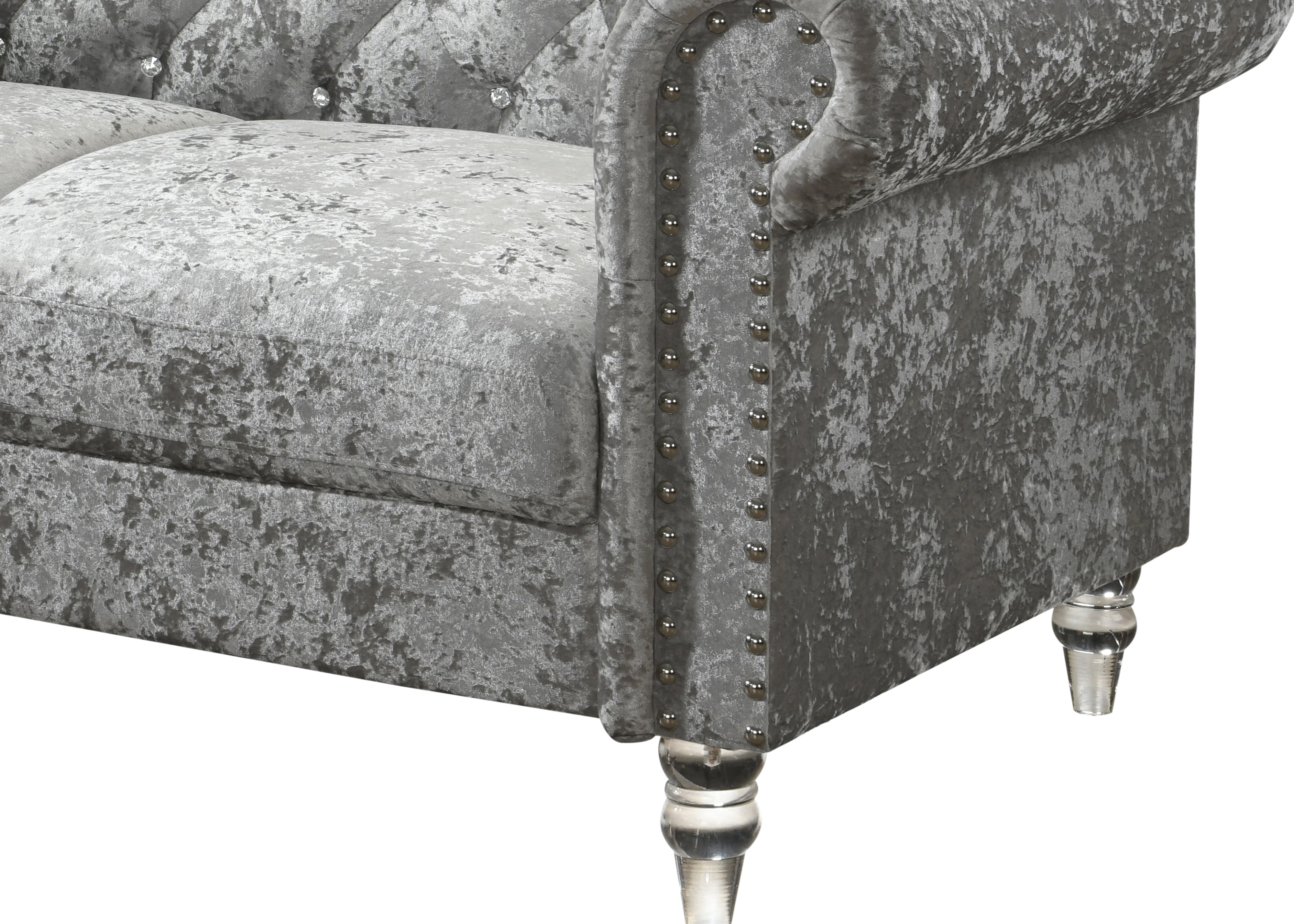 Global Furniture U9550 U9550GRY VELVETL Grey Velvet Tufted KD