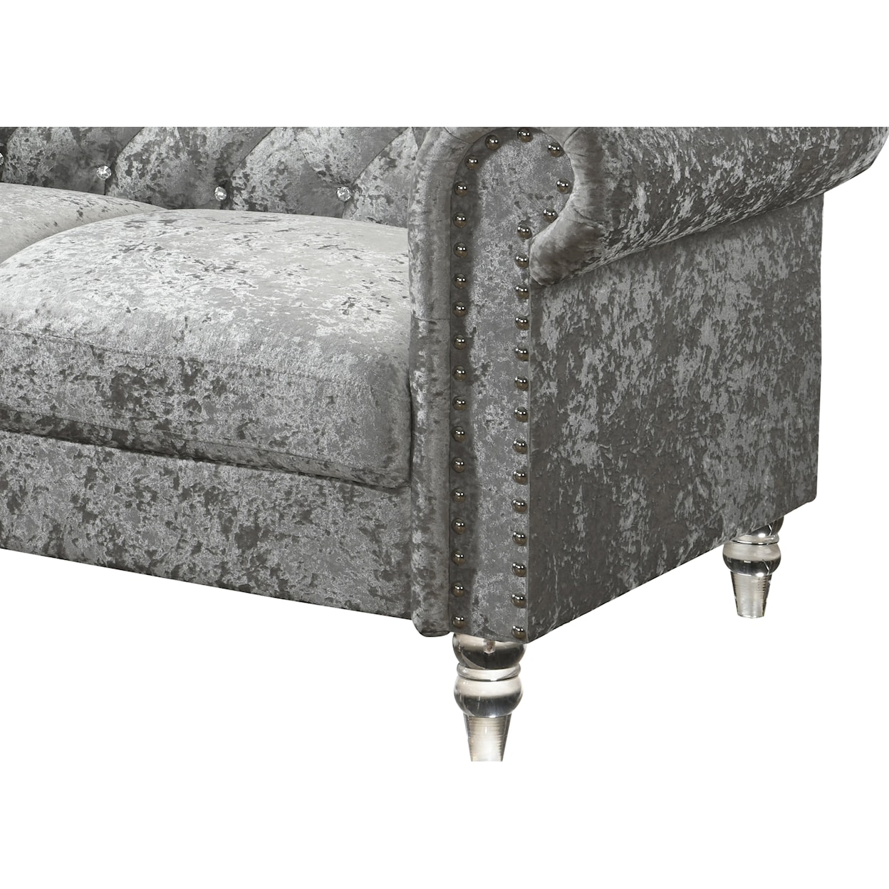 Global Furniture U9550 Grey Velvet Tufted KD Chair