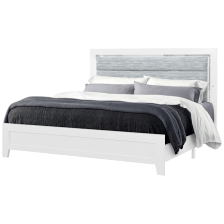 LUCIOUS WHITE QUEEN BED WITH LED |