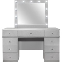 Silver Vanity Set with Stool and Mirror