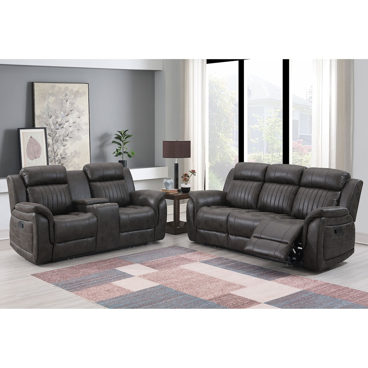 Global Furniture U8517 Grey Reclining Loveseat