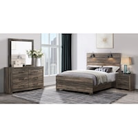 Farmhouse Queen Bedroom Set with Headboard Lamps