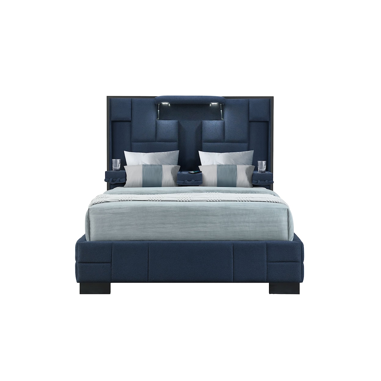 Global Furniture Oscar Navy Blue Queen Bed