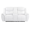 Global Furniture U5987 White Reclining Sofa