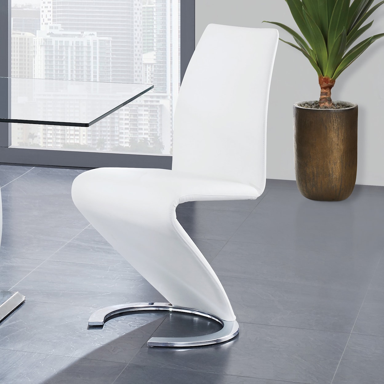 Global Furniture 9002 White Horseshoe Dining Chair Set of 2