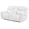 Global Furniture U5987 White Power Reclining Loveseat