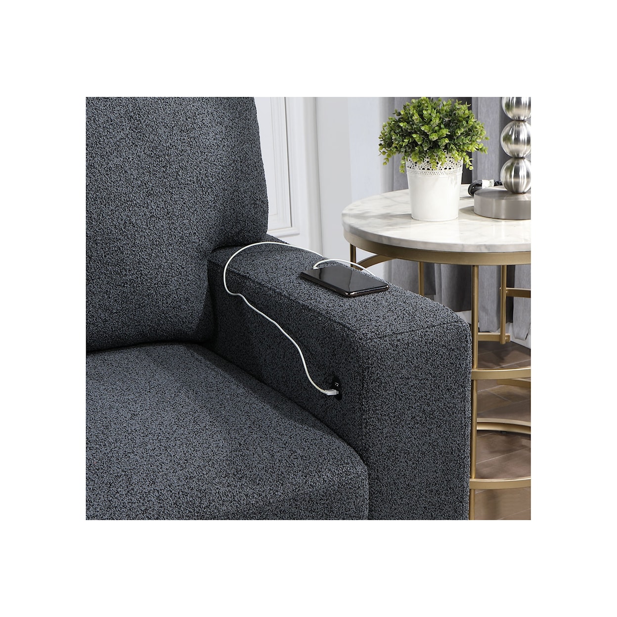 Global Furniture U0202 Dark Grey Reversible Chaise with Storage