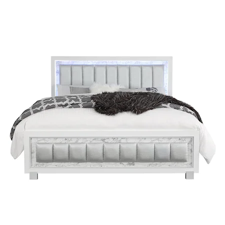 Contemporary Queen Bed with Built-In LED Lighting