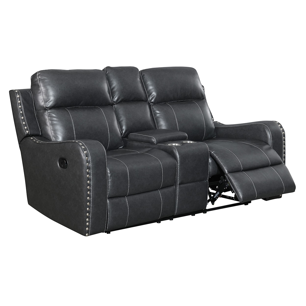 Global Furniture U131 Console Reclining Loveseat Dark Grey