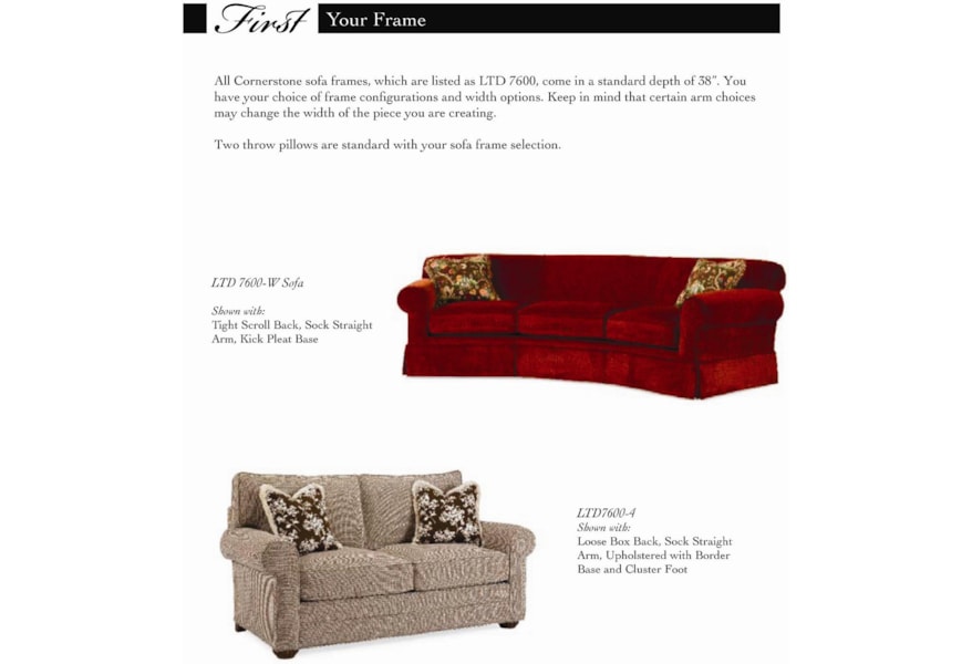 Century Cornerstone Ltd7600 W B Customizable B Conversation Sofa Kick Pleat Skirt And Sock Arms Baer S Furniture Conversation Sofas
