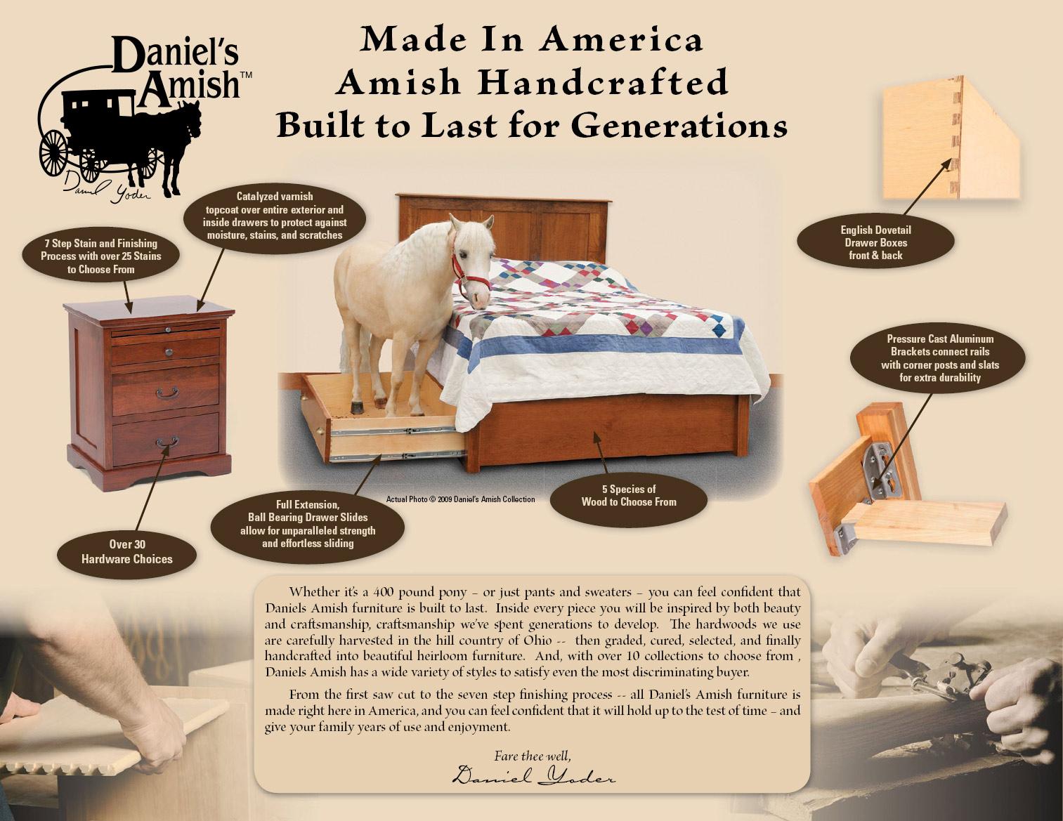 Daniels Amish Elegance Queen Pedestal Bed W 60 Storage Drawer On