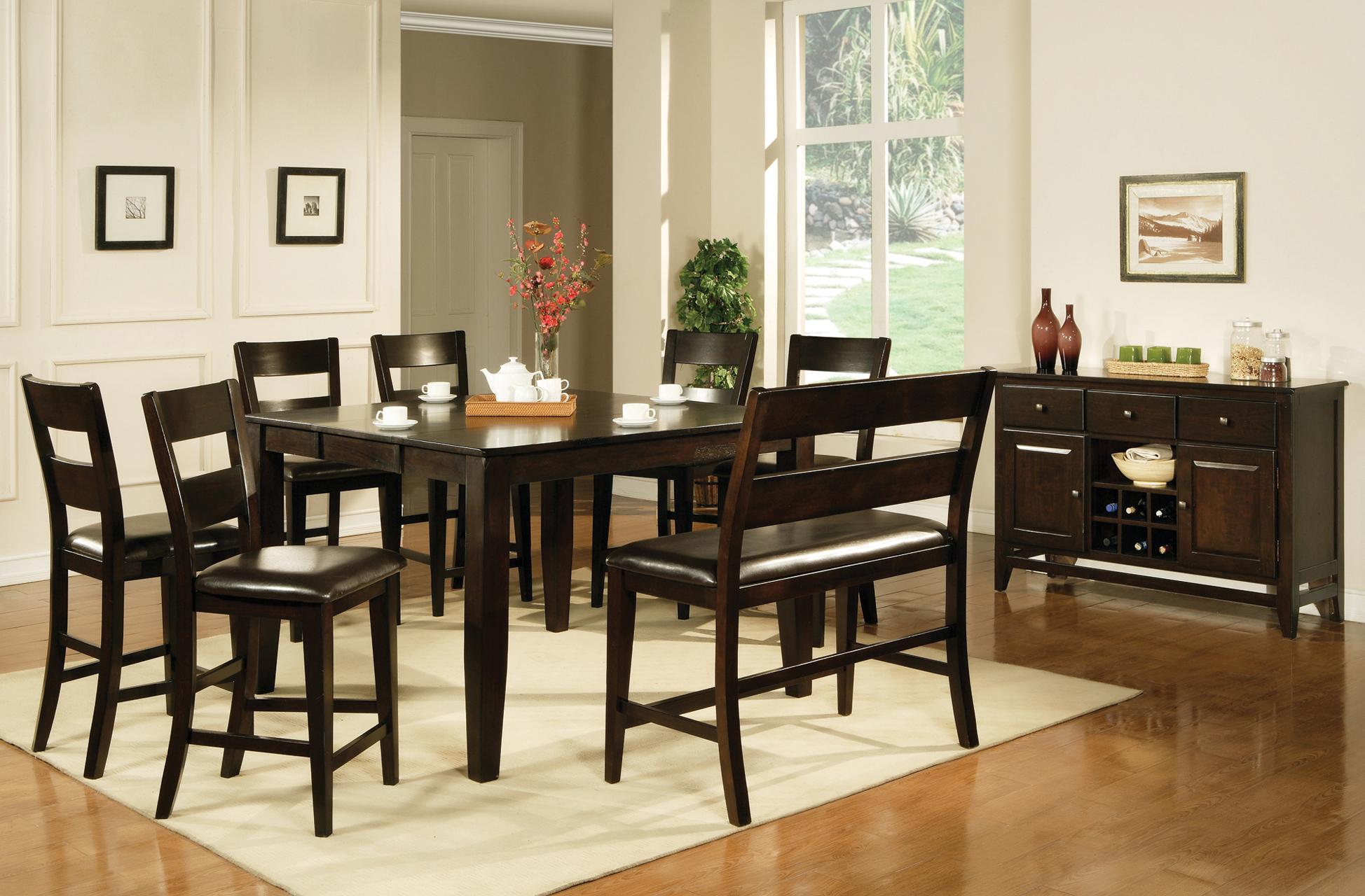 Star Edward Counter Table 6 Stools Bench And Server Efo Furniture Outlet Formal Dining Room Groups