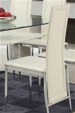 Tall-Back Side Chairs Upholstered in Chic White Vinyl