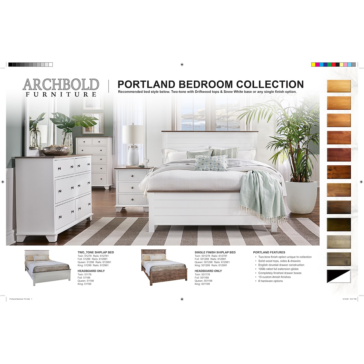 Archbold Furniture Portland 3-Drawer Bedroom Chest