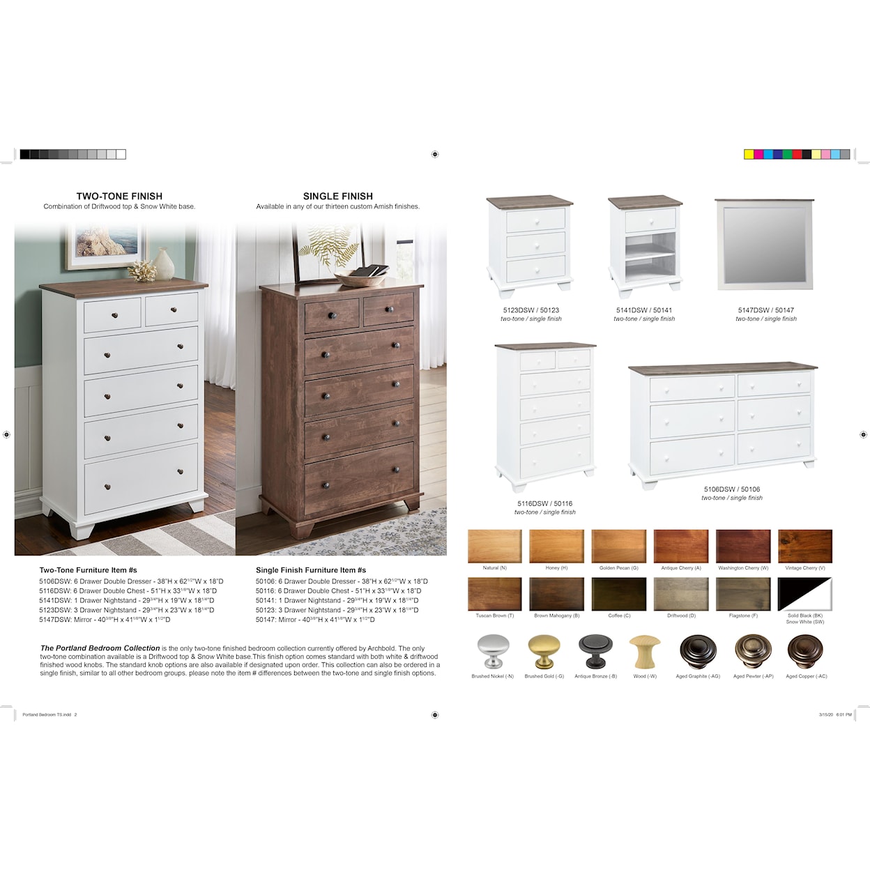 Archbold Furniture Portland 3-Drawer Bedroom Chest