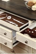 Felt lined drawers and hidden valuables drawer