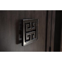 Greek key door hardware in black nickel finish