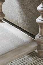 Mixed materials like woven cane and concrete add character to this collection